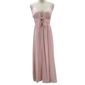 BRIGHT SZ S pink front tie midi party bridesmaid formal dress NEW B142